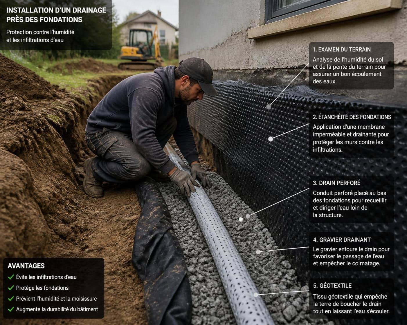d&eacute;couvrez quand il est essentiel de pr&eacute;voir un drainage avec un ma&ccedil;on sp&eacute;cialis&eacute; pour prot&eacute;ger vos fondations et &eacute;viter les probl&egrave;mes d'humidit&eacute;.